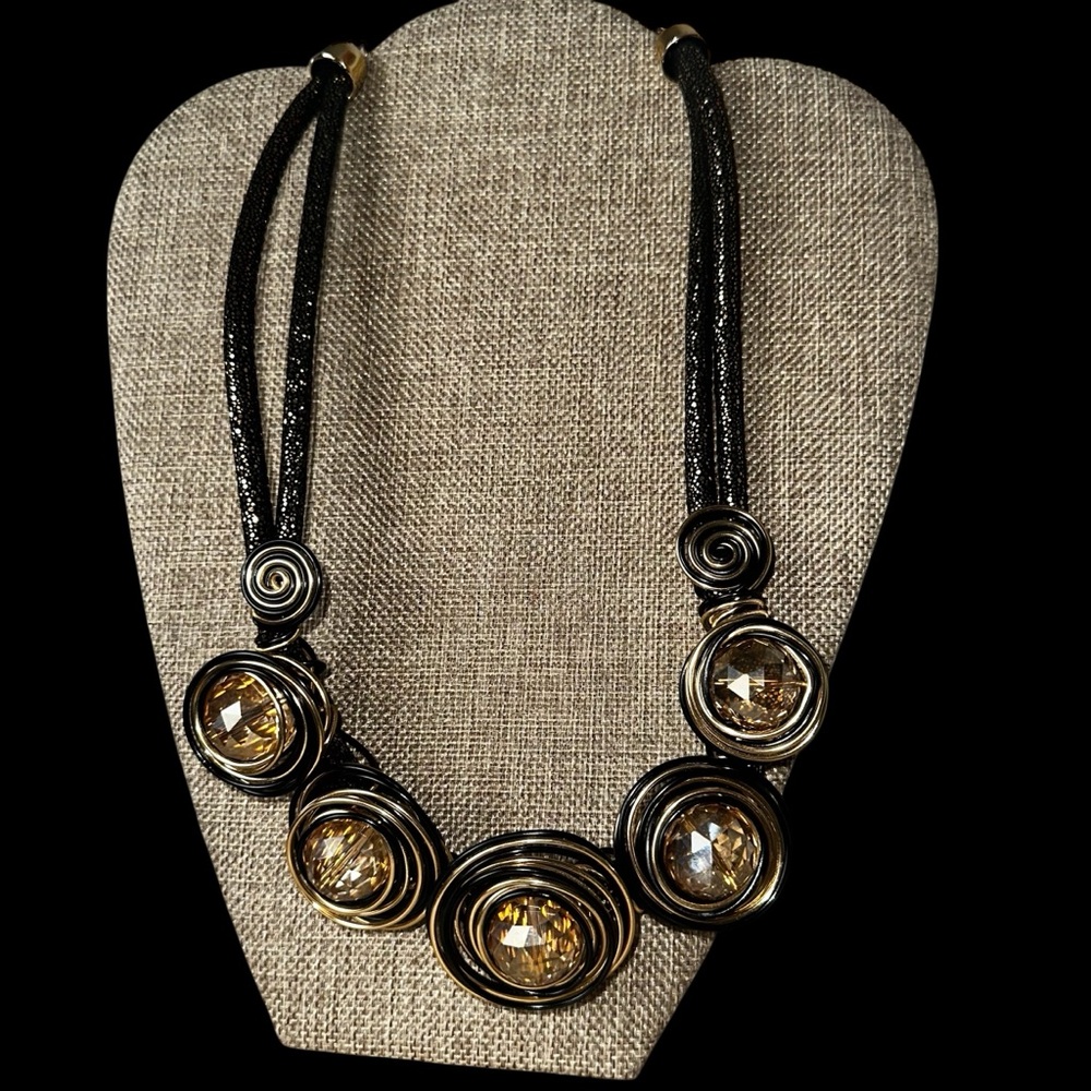 Cato Black and Gold Statement Necklace